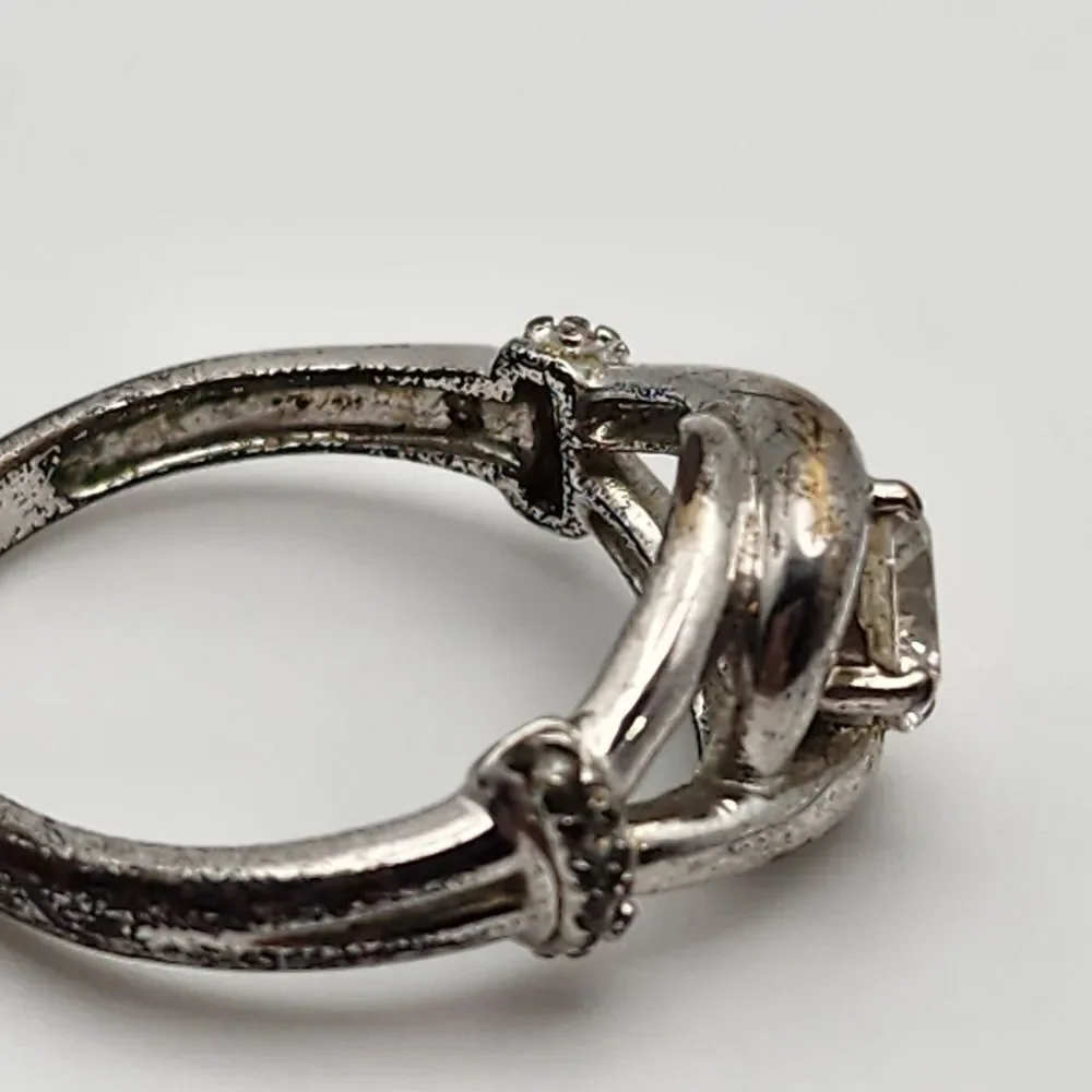 Avon NVC Eternal Promise Silver Tone & Clear CZ Ring (8)